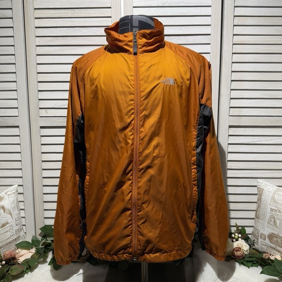 The North Face jacket Full Zip‎ Rainbreaker Men's XXL Orange Grey - Picture 1 of 12